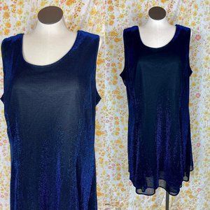 Vintage Metallic Blue Party Dress | Size 24W | C17